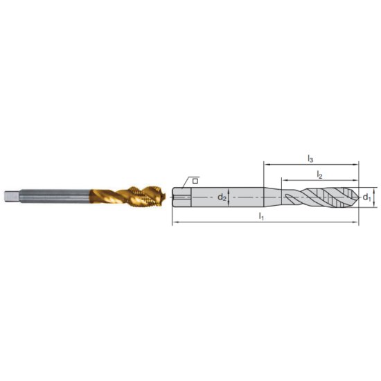 Picture of LMT Fette 1401147 9/16-18.00TPI Cut Spiral Flute Bottoming 1.5P-2.5P HSSE-Powder Metal TiCN +
